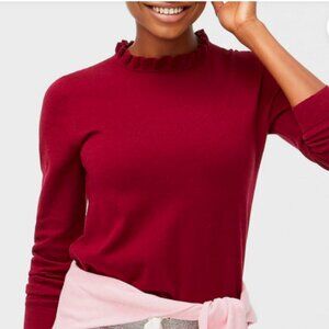 J. Crew Burgundy Red Ruffleneck Sweater NWOT